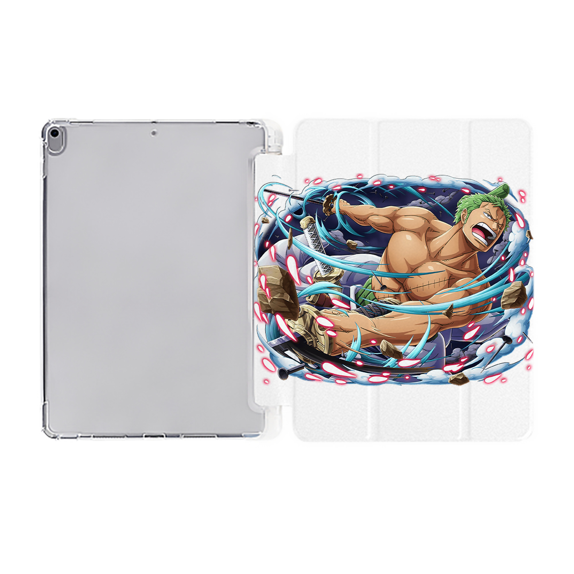 （画像用） ワンピース ロロノア・ゾロ ONE PIECE Roronoa Zoro IPad ケース ペン収納付き 三つ折りスタンド PUレザー×シリコン 対応機種9.5/10.5/10.9インチ